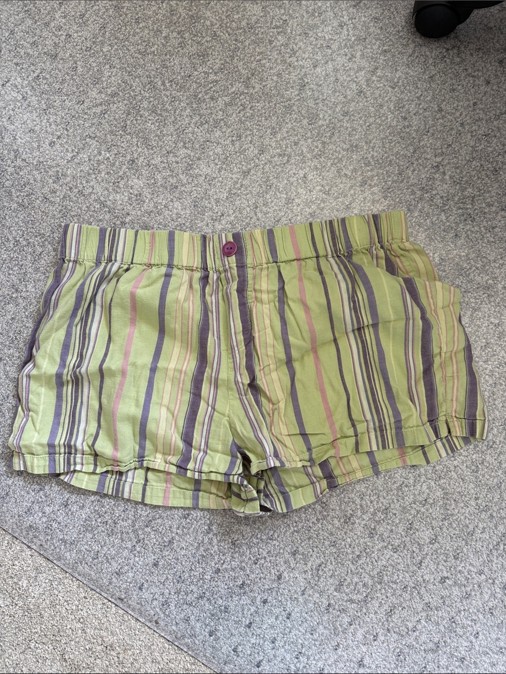 delicates Light Green Striped Athletic Shorts